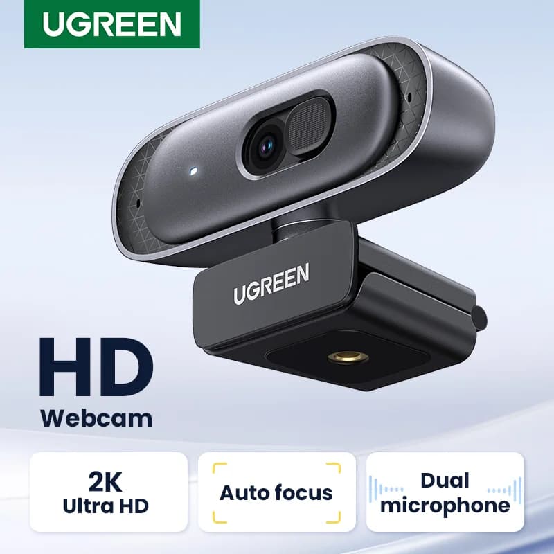 2K HD USB-webbkamera med dubbla mikrofoner