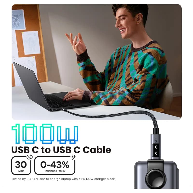 USB-C till USB-C-kabel, 100W PD, 0,5-3m