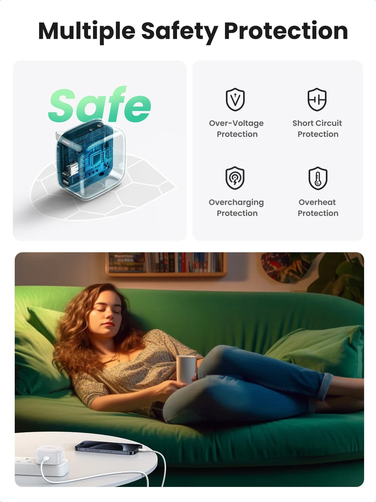 20W USB-C Snabbladdare med UK-kontakt