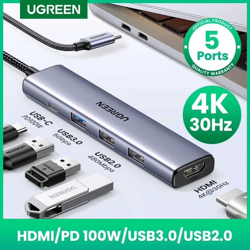 USB-C Hub med 4K HDMI, SD/TF och 100W PD