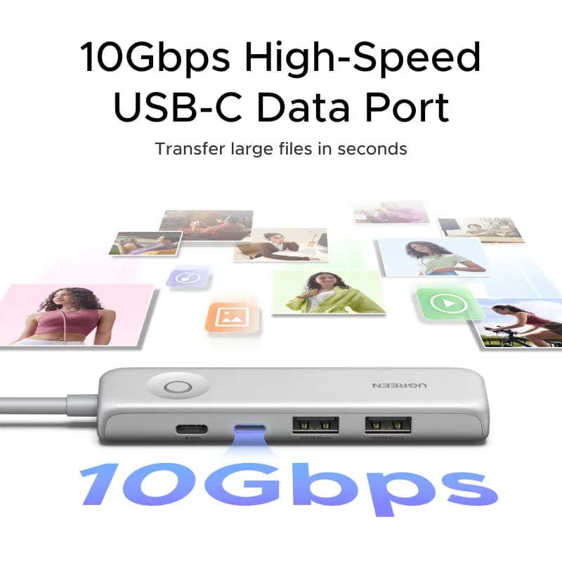 USB-C Hub med 4K HDMI, 10Gbps Data och Skärmlås