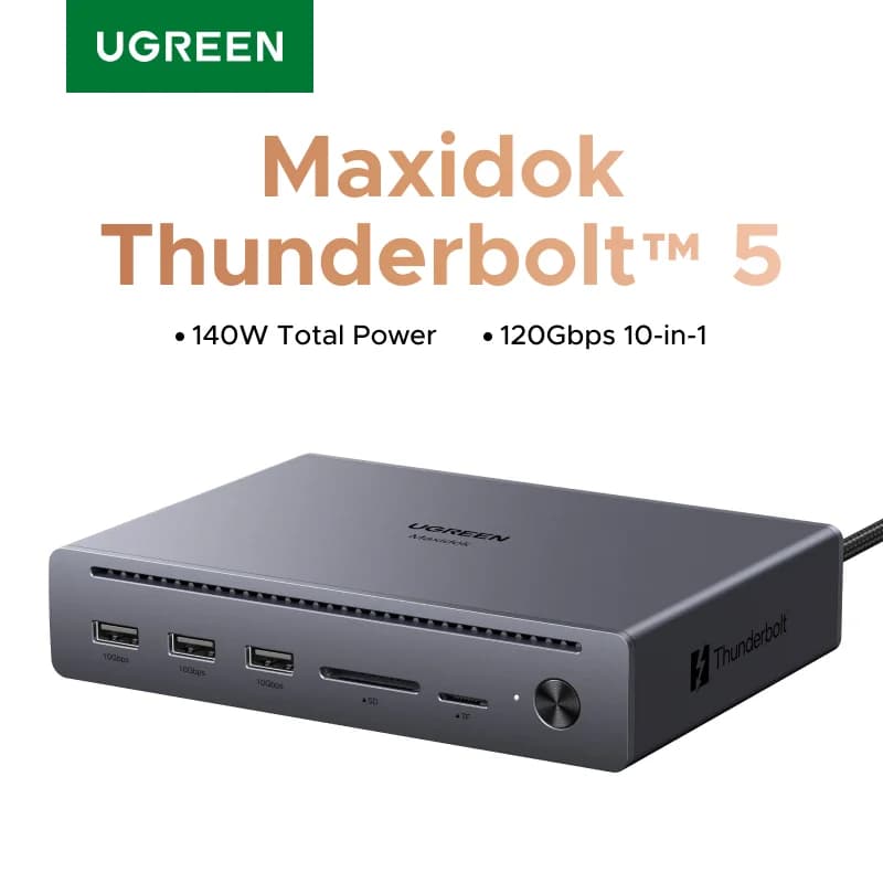 Thunderbolt 5 Dockningsstation med 10 portar och 120Gbps