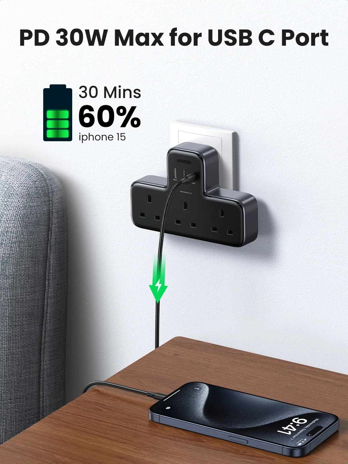 UK Stickdosa Förlängning Adapter