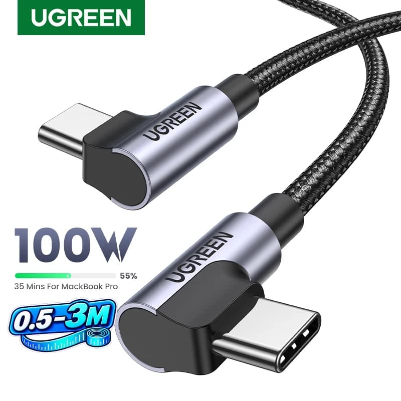 90-graders USB-C-kabel, 100W PD, Gaming