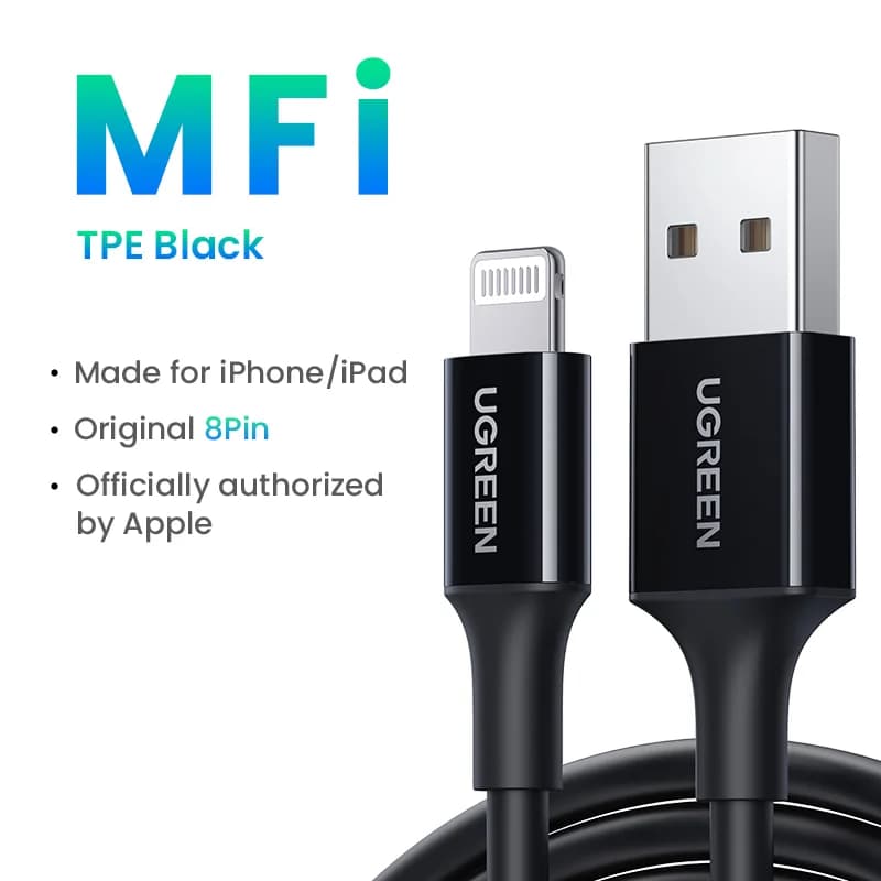 MFi-certifierad USB till Lightning snabbningskabel
