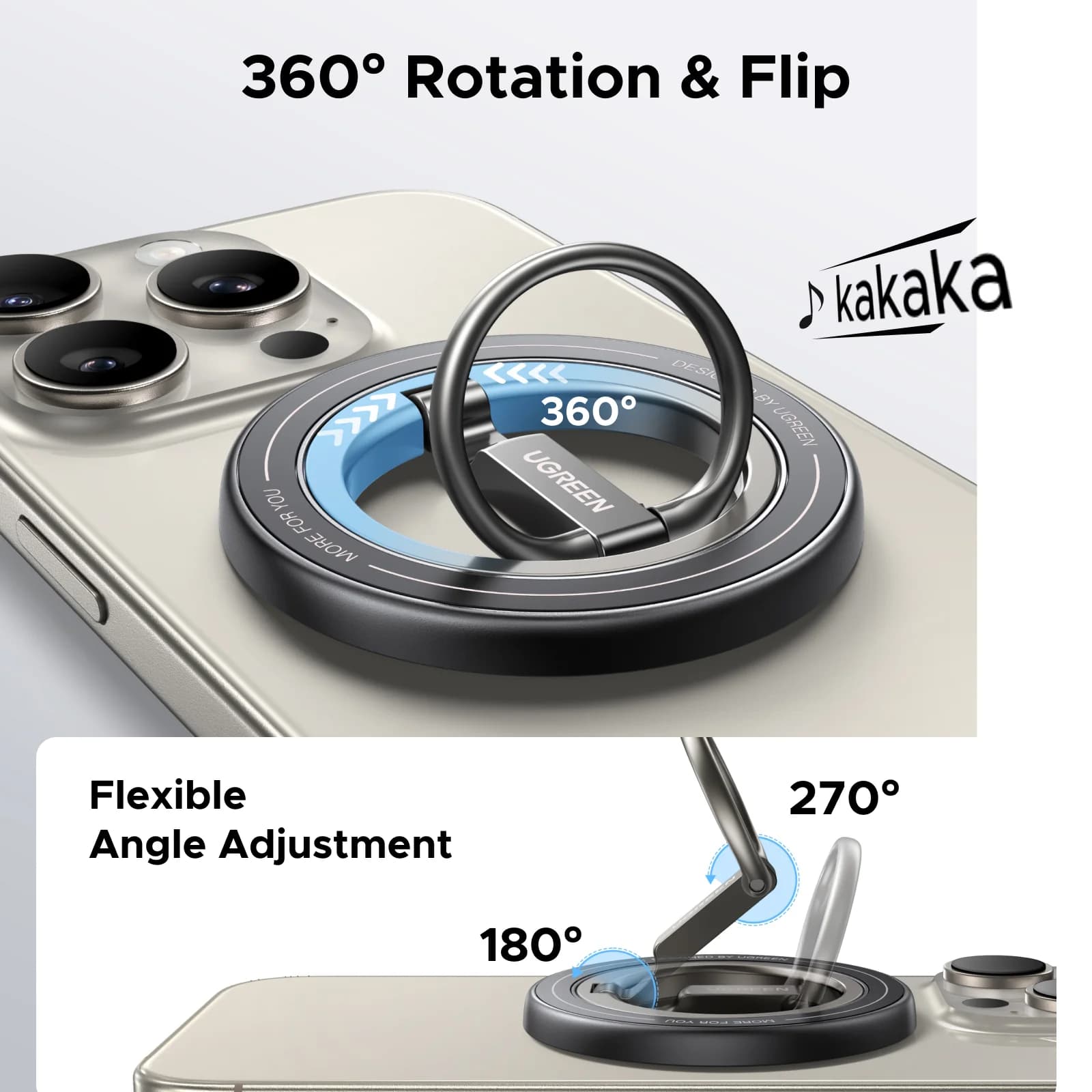 Dubbelriktad magnetisk telefonring med 360° rotation
