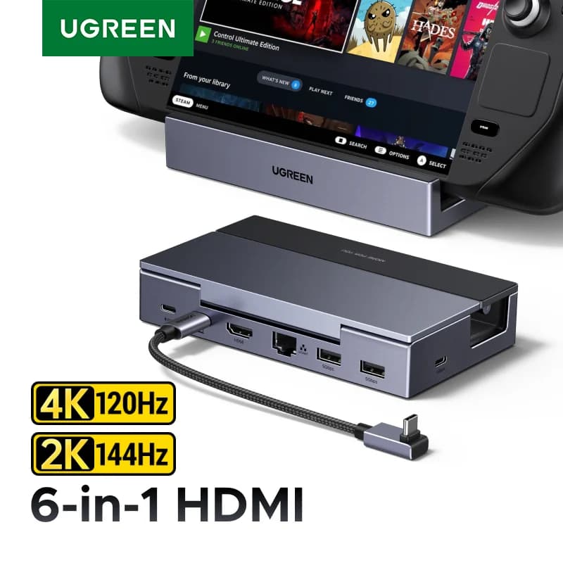 6-i-1 USB-C-dockstation, 4K HDMI, Ethernet