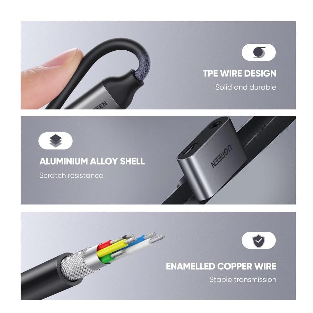 USB-C till 3,5mm AUX-ljudadapterkabel