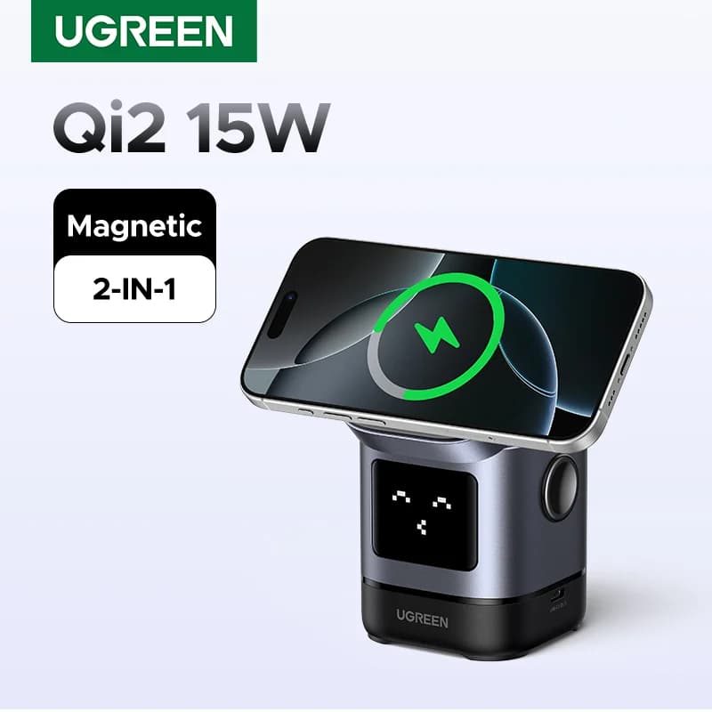 Qi2 15W magnetisk trådlös laddningsställ med kabel