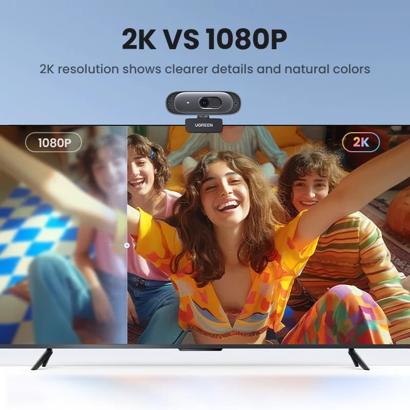 2K HD USB-webbkamera med dubbla mikrofoner