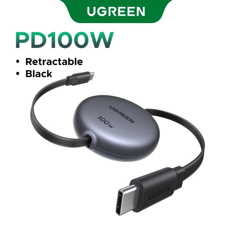 Indragbar USB-C till USB-C kabel, 100W PD