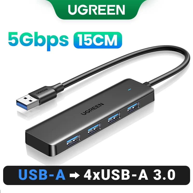 4-portars USB 3.0 & USB-C-hubb