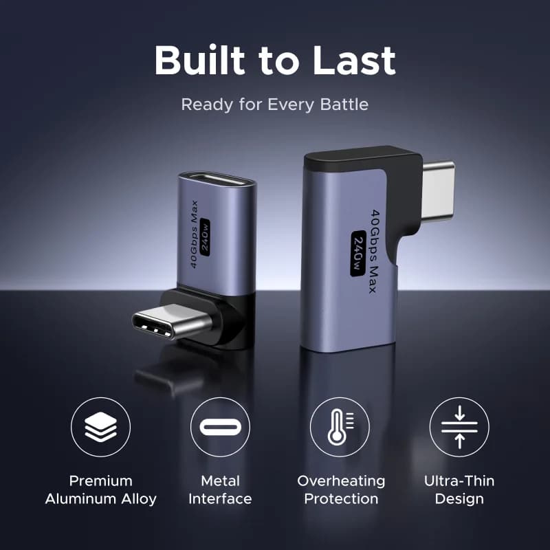 Vinkelrätt USB-C hanhaneadapter, 3-pack