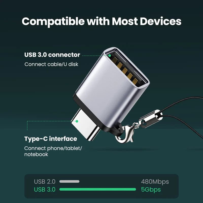 USB-C till USB 3.0-adapter, Thunderbolt 3 OTG